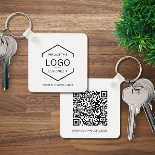 Minimalistisk kvadratisk QR-Logotyp för företag Nyckelring