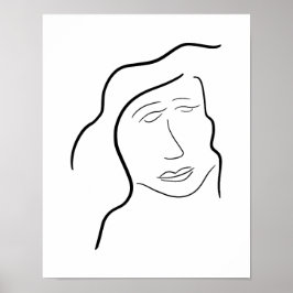 Minimalistisk kvinna ansikte skiss för gallerivägg poster