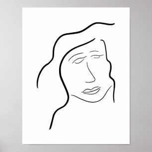 Minimalistisk kvinna ansikte skiss för gallerivägg poster