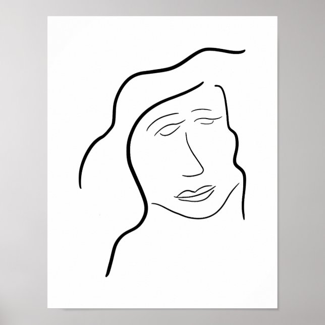 Minimalistisk kvinna ansikte skiss för gallerivägg poster (Framsidan)