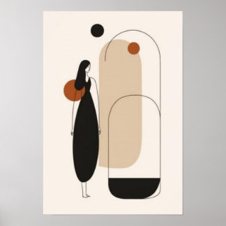 Minimalistisk kvinna & arkitektonisk abstrakt vägg poster