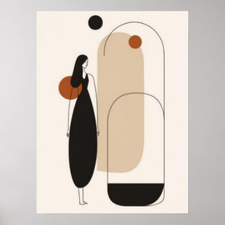 Minimalistisk kvinna & arkitektonisk abstrakt vägg poster
