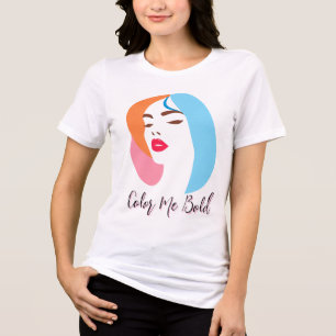 Minimalistisk kvinna med färgstark luft t shirt