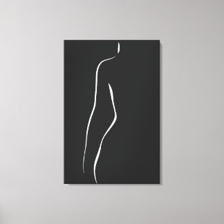 Minimalistisk kvinnlig kroppslinje konst sweatshir canvastryck