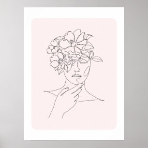 Minimalistisk kvinnlig linjekonst poster