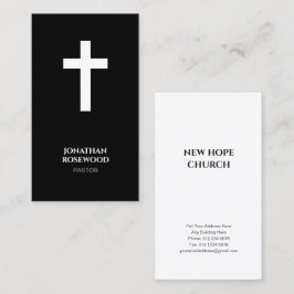 Minimalistisk kyrka | Pastor & Mission Black Visitkort