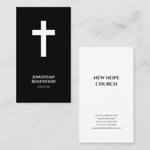 Minimalistisk kyrka Pastor & Mission Black Visitkort