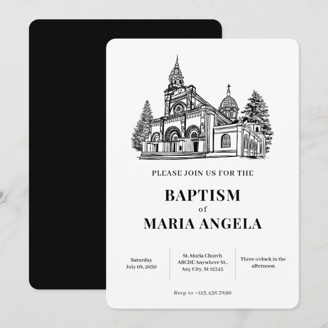 Minimalistisk kyrkokonst  inbjudningar (Fram/baksida)