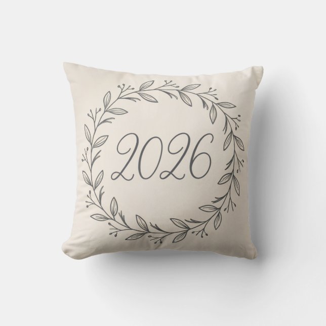 Minimalistisk lagerkrans 2026  kudde (Framsida)