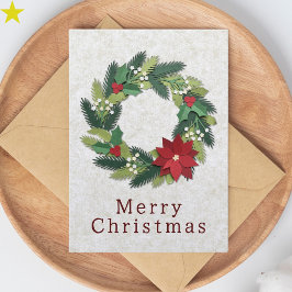 Minimalistisk lagerkrans Merry Christmas Kort