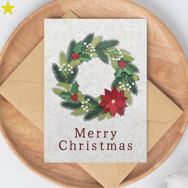 Minimalistisk lagerkrans Merry Christmas Kort (Skapare uppladdad)