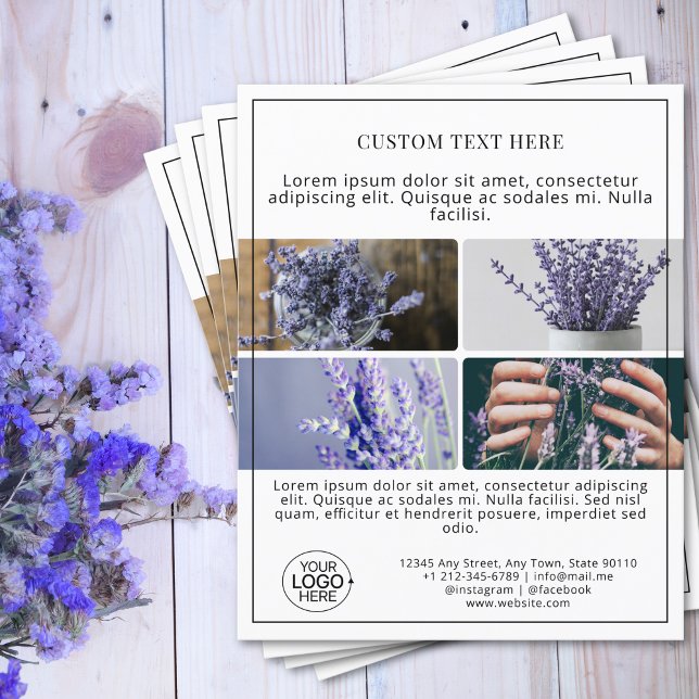 Minimalistisk Lägg till din Logotyp Photo Collage  Flygblad (Minimalist Add Your Logo Photo Collage Promo Flyer)