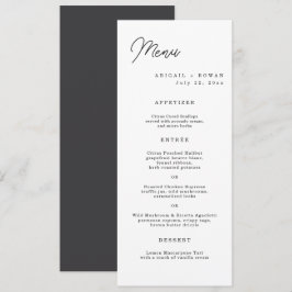 Minimalistisk lång bröllopsmenykort med script inbjudningar