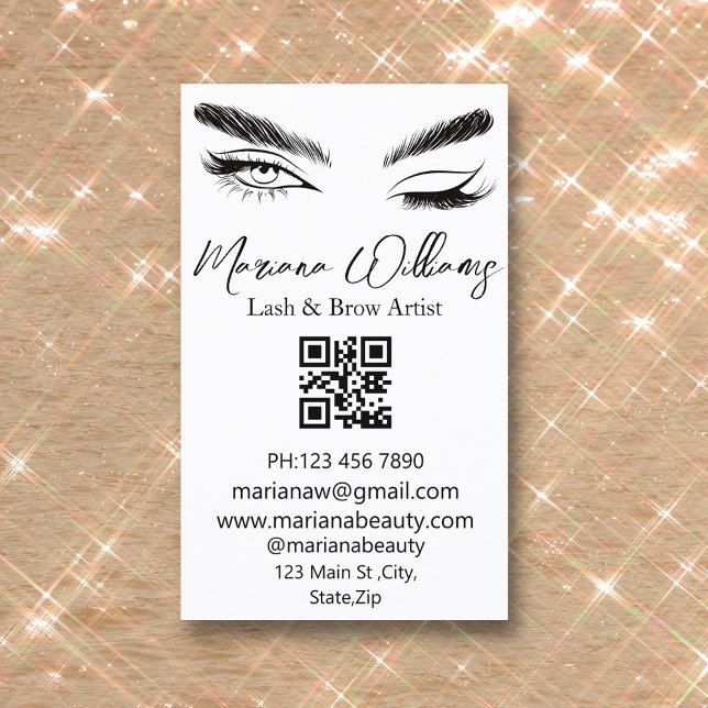 Minimalistisk lash and brow artist qr code modern visitkort (Skapare uppladdad)