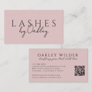 Minimalistisk Lash-tekniker QR-kod Blush Rosa Visitkort