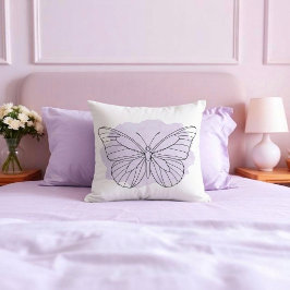 Minimalistisk Lavendel Fjäril Vattenfärg Kudd Kudde