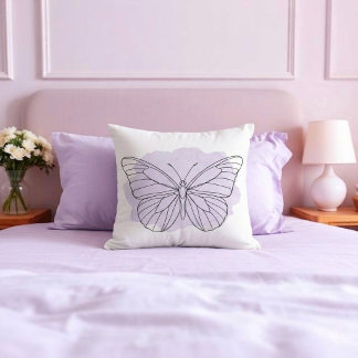 Minimalistisk Lavendel Fjäril Vattenfärg Kudd Kudde