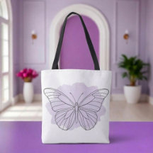 Minimalistisk Lavendel Fjäril Vattenfärg Totebag