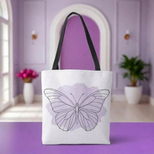 Minimalistisk Lavendel Fjäril Vattenfärg Totebag Tygkasse
