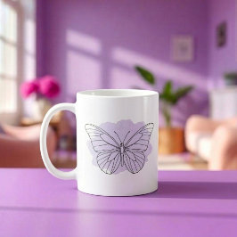 Minimalistisk Lavendel Fjäril Vattenfärgskål Kaffemugg