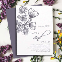 Minimalistisk lavender Botaniska Blommigten Bröllo