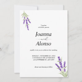 Minimalistisk Lavender Bröllop Blommigt Inbjudningar