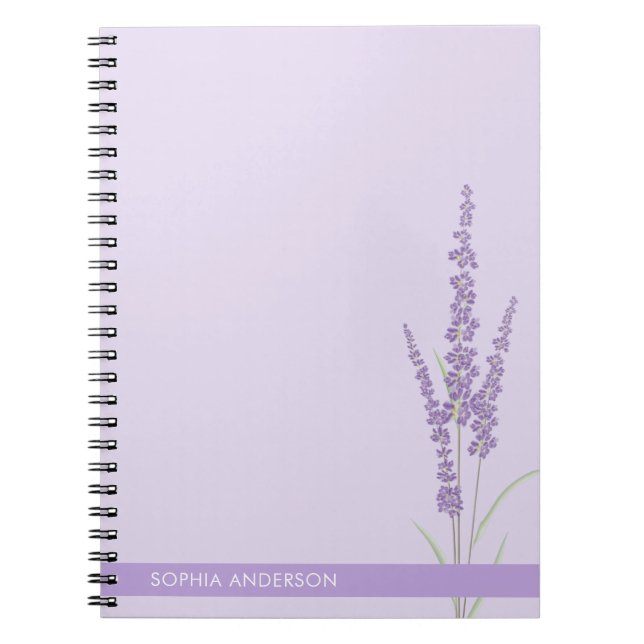 Minimalistisk Lavender-Lila med namn Anteckningsbok (Framsidan)