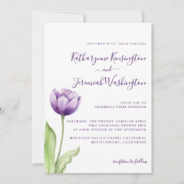 Minimalistisk Lavender Lila Tulip Bröllop Inbjudningar