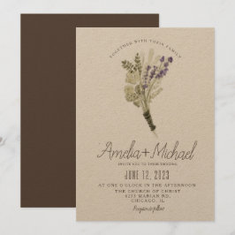 Minimalistisk Lavender Watercolor Eco Bröllop Inbjudningar