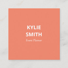 Minimalistisk laxpinkish-Orange med modern Chic Fyrkantigt Visitkort