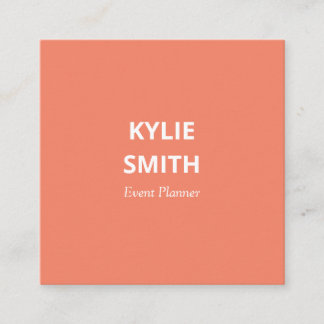 Minimalistisk laxpinkish-Orange med modern Chic Fyrkantigt Visitkort