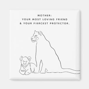 Minimalistisk Lejon konst Mamma och Baby Mors dag Magnet