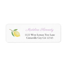 Minimalistisk Lemons Lilac Black-Returadress Returadress Etikett