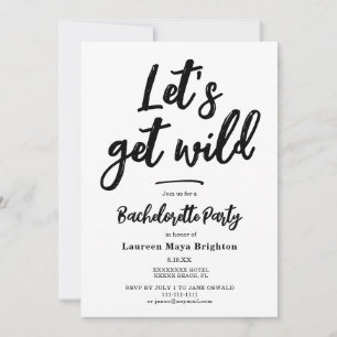 Minimalistisk Let's get wild Sjunglasten Brudfest Inbjudningar