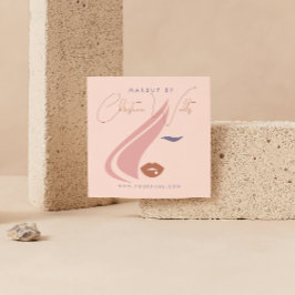 Minimalistisk Light Peach Rosa Makeup Artist Girly Fyrkantigt Visitkort