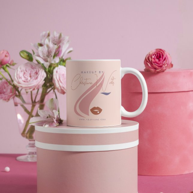 Minimalistisk Light Peach Rosa Makeup Artist Girly Kaffemugg (Skapare uppladdad)