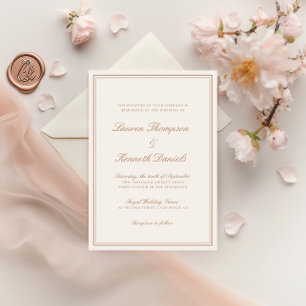 Minimalistisk Light Taupe Elegant Calligraphy Bröl Inbjudningar