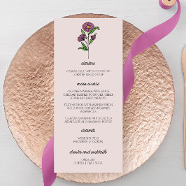 Minimalistisk Lila Aster Bröllop Menu Meny