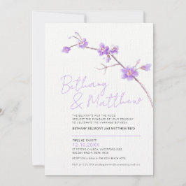 Minimalistisk lila av enkel vattenfärg i vår blomm inbjudningar