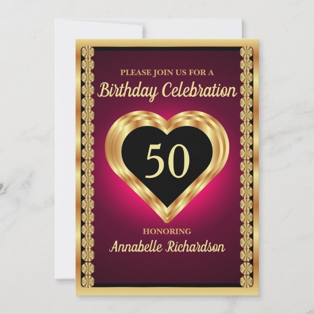 Minimalistisk Lila av Mörk och Elegant i Guld Inbjudningar (Framsida)