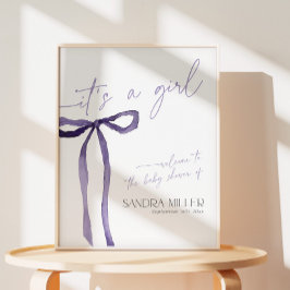 Minimalistisk lila baby shower-välkomstskylt