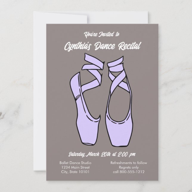Minimalistisk lila balettföreställningsinbjudan inbjudningar (Framsida)