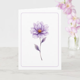 Minimalistisk lila blomma tom vikt hälsningskort kort