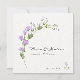 Minimalistisk lila blomster- Flat Save The Date Br Spara Datumet