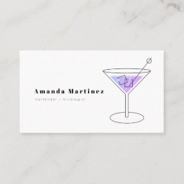Minimalistisk Lila Cocktail Bartender Mixolog Visitkort