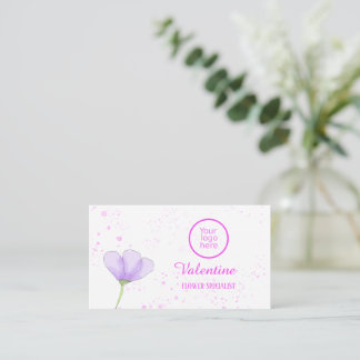 Minimalistisk Lila Flower Rosa Stänk Florist Visitkort