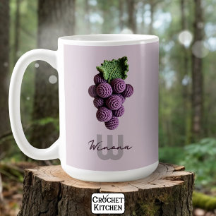 Minimalistisk Lila Grandma Chic Crochet Grape Namn Kaffemugg