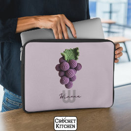 Minimalistisk Lila Grandma Chic Crochet Grape Namn Laptop Fodral