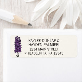 Minimalistisk Lila Larkspur Bröllop Adress Returadress Etikett