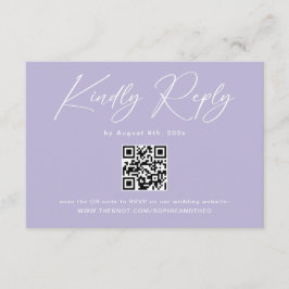 Minimalistisk lila lavendel QR-kod bröllop RSVP Tilläggskort